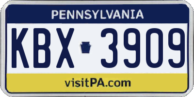 PA license plate KBX3909