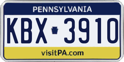 PA license plate KBX3910