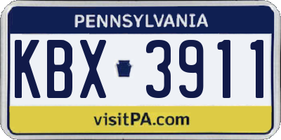PA license plate KBX3911