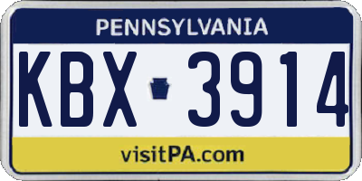 PA license plate KBX3914
