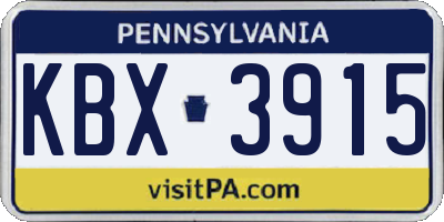 PA license plate KBX3915
