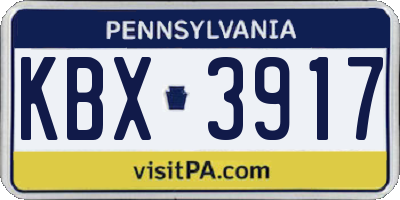 PA license plate KBX3917