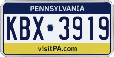 PA license plate KBX3919