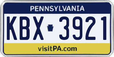 PA license plate KBX3921