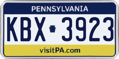 PA license plate KBX3923
