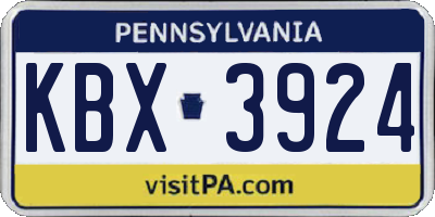 PA license plate KBX3924