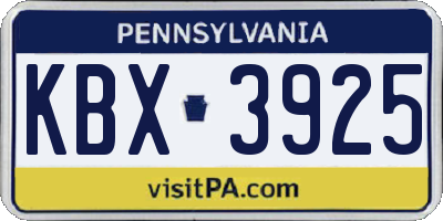 PA license plate KBX3925