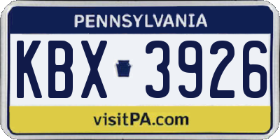 PA license plate KBX3926