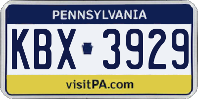 PA license plate KBX3929