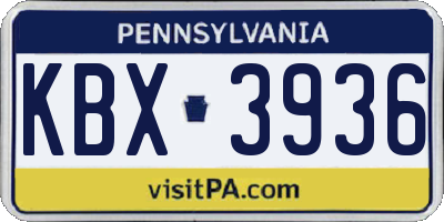 PA license plate KBX3936