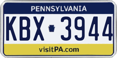 PA license plate KBX3944