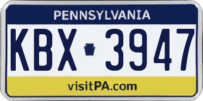 PA license plate KBX3947