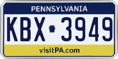 PA license plate KBX3949