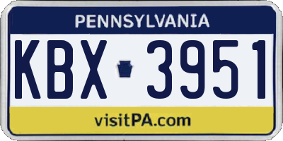 PA license plate KBX3951