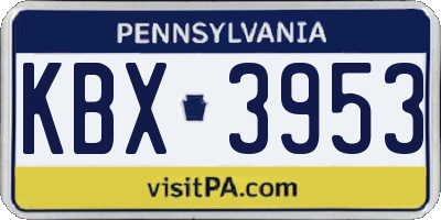 PA license plate KBX3953