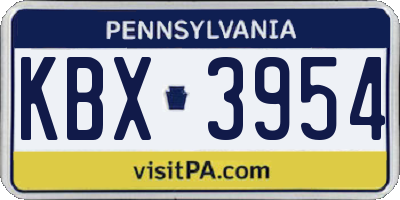 PA license plate KBX3954