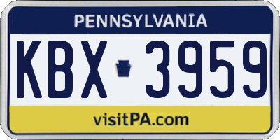 PA license plate KBX3959