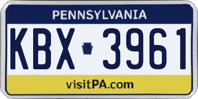 PA license plate KBX3961