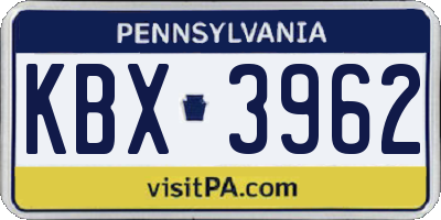 PA license plate KBX3962