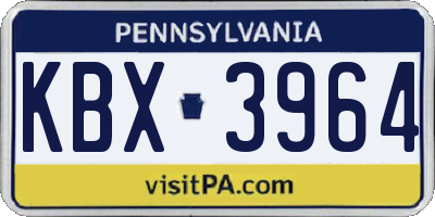 PA license plate KBX3964
