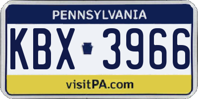PA license plate KBX3966