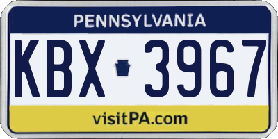 PA license plate KBX3967