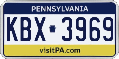 PA license plate KBX3969