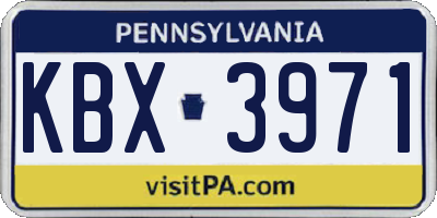 PA license plate KBX3971