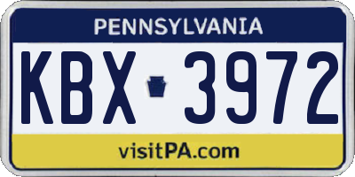 PA license plate KBX3972