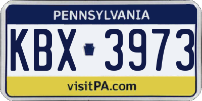 PA license plate KBX3973