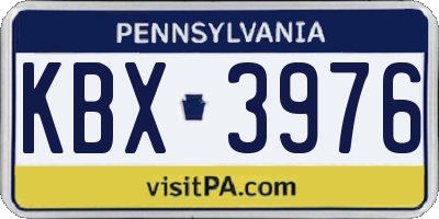 PA license plate KBX3976