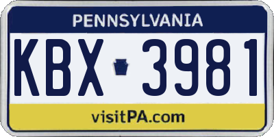 PA license plate KBX3981