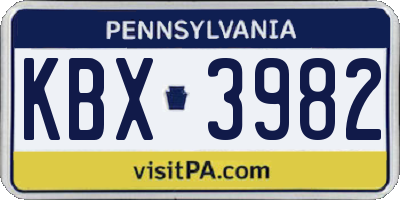 PA license plate KBX3982