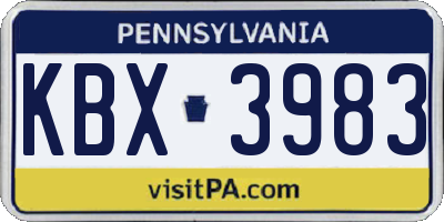 PA license plate KBX3983