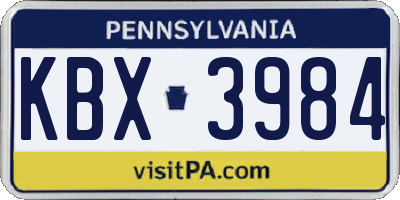 PA license plate KBX3984