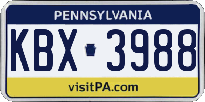 PA license plate KBX3988