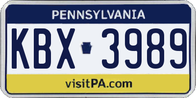 PA license plate KBX3989