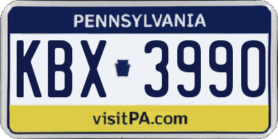 PA license plate KBX3990