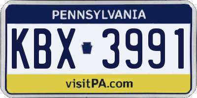 PA license plate KBX3991