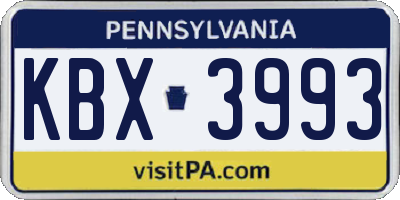 PA license plate KBX3993