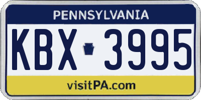 PA license plate KBX3995