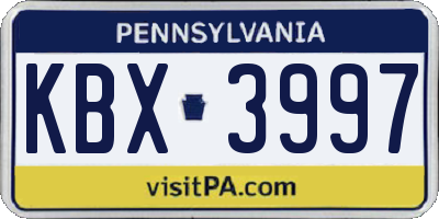 PA license plate KBX3997