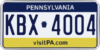 PA license plate KBX4004
