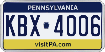 PA license plate KBX4006