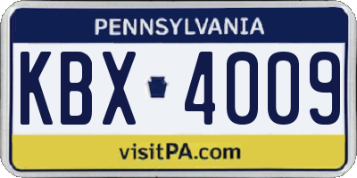 PA license plate KBX4009