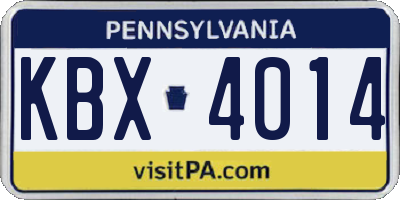 PA license plate KBX4014