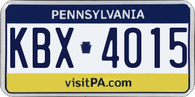 PA license plate KBX4015