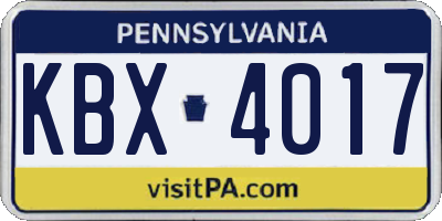 PA license plate KBX4017