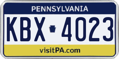 PA license plate KBX4023