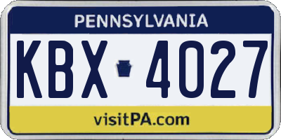 PA license plate KBX4027